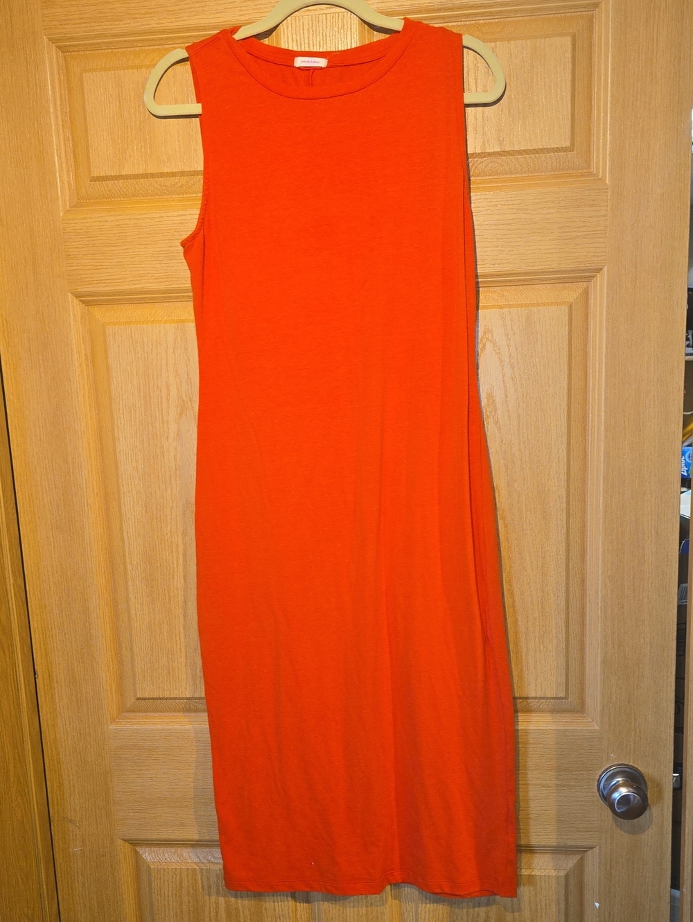 Pink Lotus Orange Sleeveless Midi Shift Dress